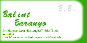 balint baranyo business card